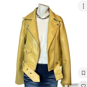 Urban Outfitters Yellow leather biker jacket